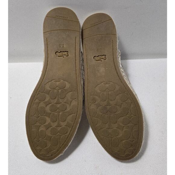 Coach Cassidy Rose Gold Espadrille Slip On Slides Flat Tassel Mule Sz 6.5 - Picture 9 of 11